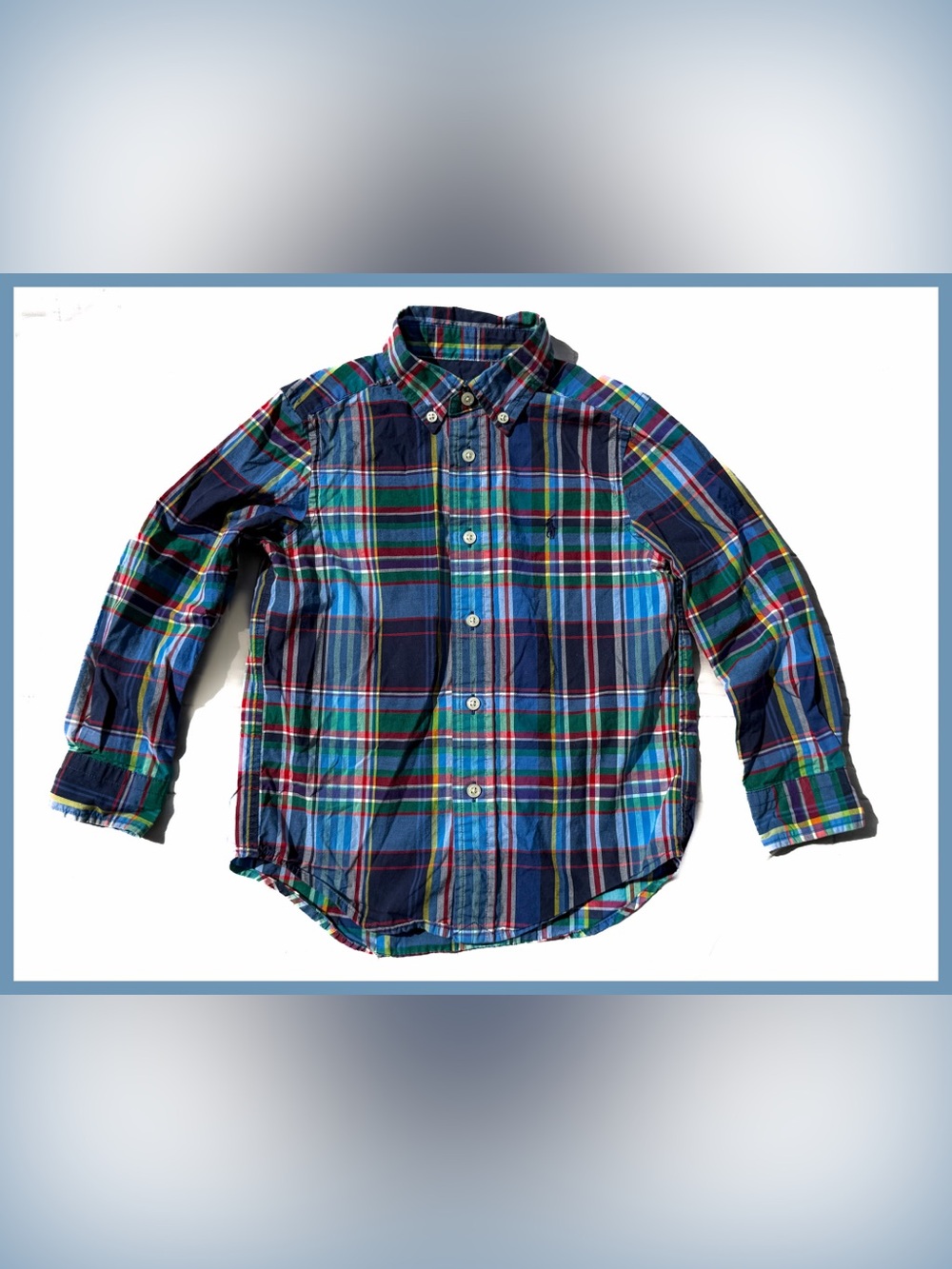 Polo Ralph Lauren Boys Multicolor Plaid Oxford Shirt 4T Long Sleeve Photoshoot